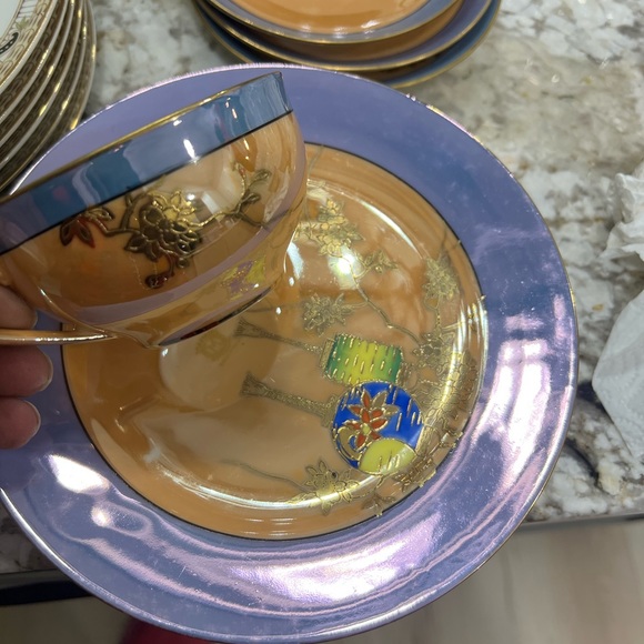 Super rare vintage Noritake China iridescent hand painted china 13 pieces - Picture 16 of 17